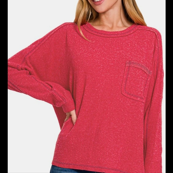 Zenana Outfitters Tops - Zenana Ribbed Pullover